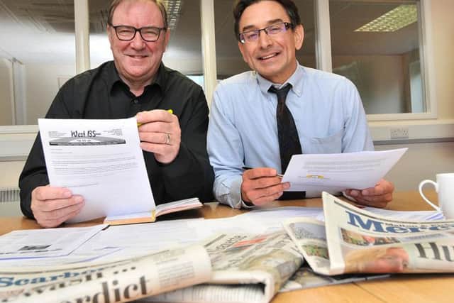 Terry Hodgkinson and former news Editor Ed Asquith judging the Scarborough Business Awards.