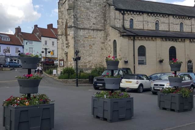 The three tier planters in Malton Market Place.