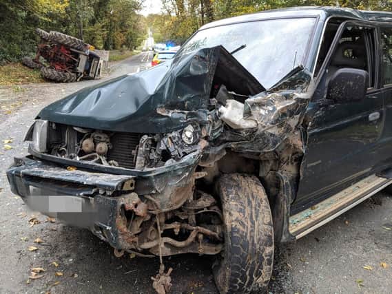 Foster's damaged Mitsubishi.
Photo from North Yorkshire Police
