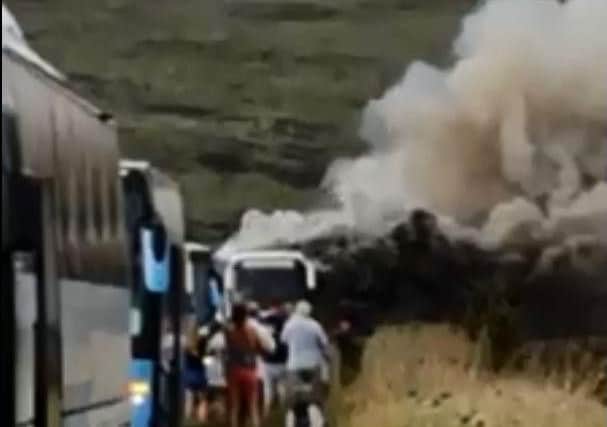 The coach on fire. PIC: Michaela Jane Henderson