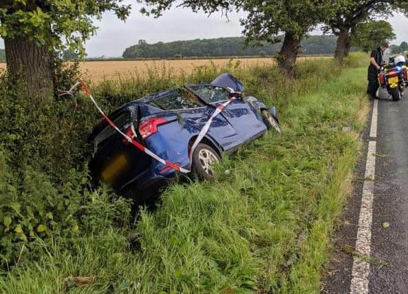 The vehicle in the ditch. PIC: Mark Patterson, North Yorkshire Police