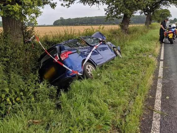 The vehicle in the ditch. PIC: Mark Patterson, North Yorkshire Police