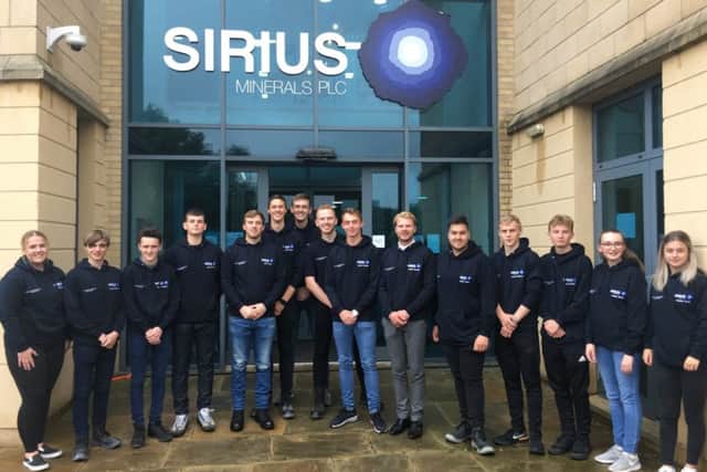 The new apprentices outside Sirius Minerals' Scarborough office.