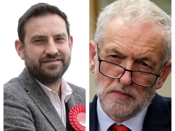 Local Parliamentary candidate Hugo Fearnley (left) and Labour leader Jeremy Corbyn.