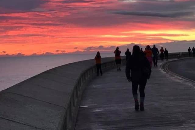 The sunrise walk in Scarborough.