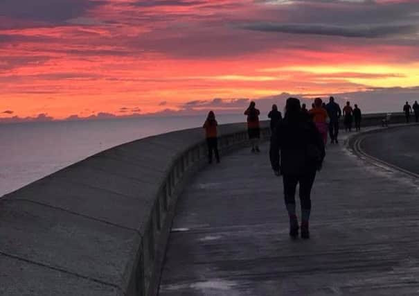 The sunrise walk in Scarborough.