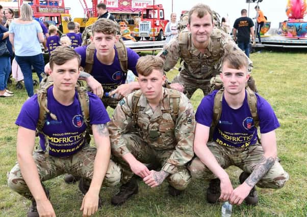 A group of soldiers from the 1st Yorkshire Regiment participating in the 2019 Miles for Men held at the Clock Tower, Seaton Carew. Picture by Frank Reid