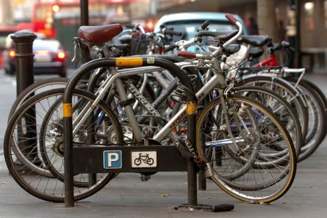 Bicycle parking in London.