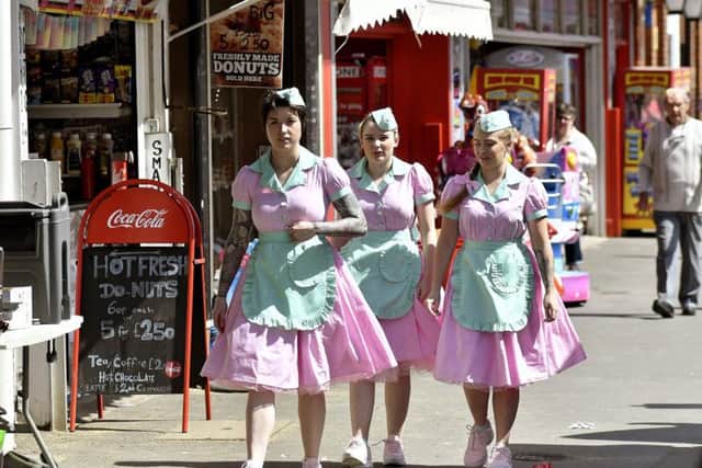 Photo taken during filming on Scarborough seafront