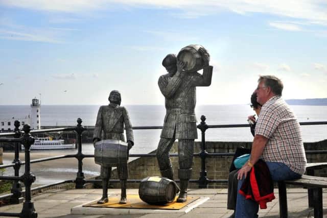 Another of Ray Lonsdale's sculptures - The Smugglers Apprentice - on Merchant's Row in Scarborough.