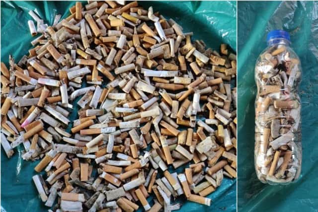 Some of the cigarette ends collected during one day in Filey. PIC: Wendy Knipe