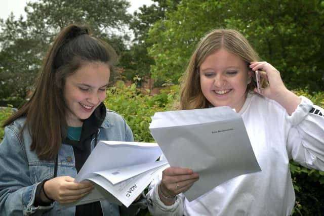Hannah Harker and Evie McGlinchey delighted with their results. PIC: Richard Ponter