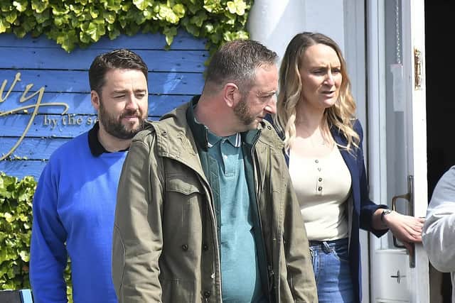 Jason filming on Sandside. PIC: Richard Ponter