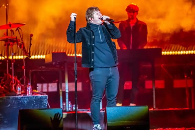 The singer put everything into his vocal performance.
