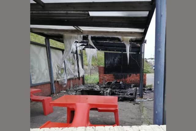 The melted benches can be seen to the rear of the seating area. PIC: Kurt Lofts Mccall