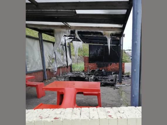 The melted benches can be seen to the rear of the seating area. PIC: Kurt Lofts Mccall