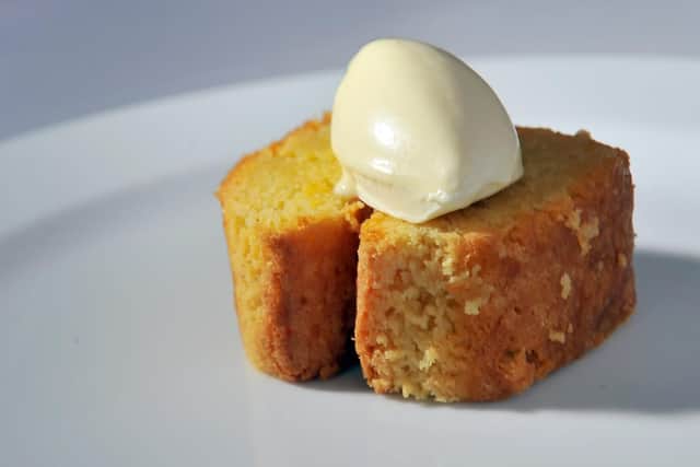 A desert almond lemon and polenta cake at Number 20 restaurant at Port Mulgrave.