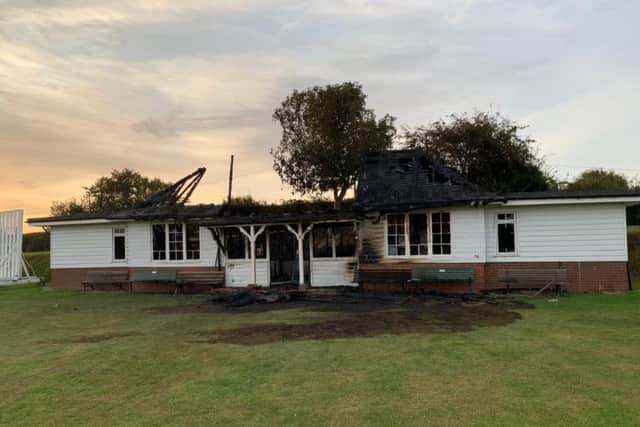 The cricket pavilion after the fire.