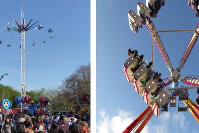 Thrilling rides at Scarborough fair including new Sky Flyer (left)