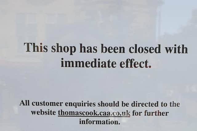 A notice has been put in the window of the Thomas Cook store in Scarborough