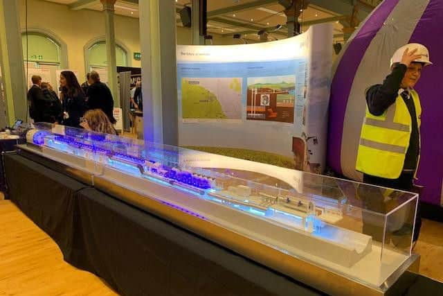A model of Sirius' tunnel boring machine is on display to show students how the company plans to dig a 23 mile tunnel to transport polyhalite to Teesside.