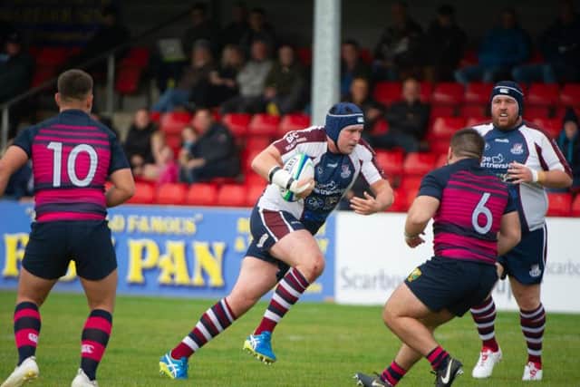 Phil Watson on the charge for Scarborough RUFC. Picture by Andy Standing.