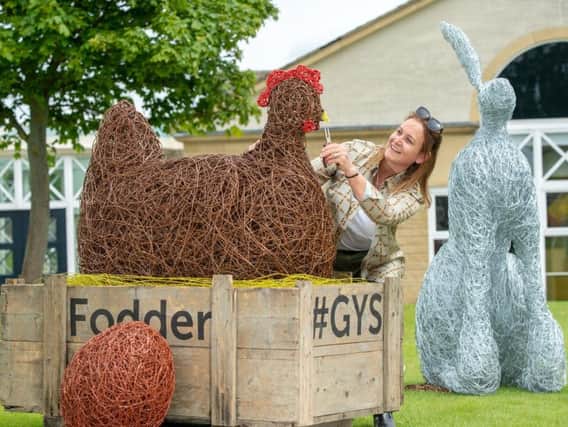 Emma Stothard with one of her sculptures at this year's Great Yorkshire Show.