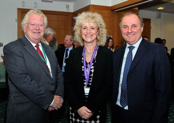 Alison Michalska with Councillor Stephen Parnaby, leader of East Riding of Yorkshire Council, and chief executive Nigel Pearson.