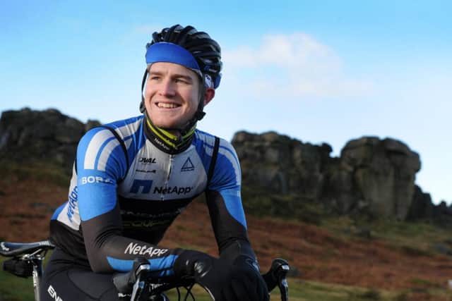 Scott Thwaites, from Burley in Wharfedale, at the Cow and Calf Rocks above Ilkley. (Picture: Bruce Rollinson)