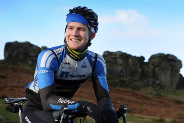 Scott Thwaites, from Burley in Wharfedale, at the Cow and Calf Rocks above Ilkley. (Picture: Bruce Rollinson)