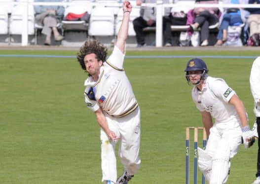 Ryan Sidebottom in bowling action for Yorkshire against Sussex on the final day of the county championship game at Scarborough 143404d