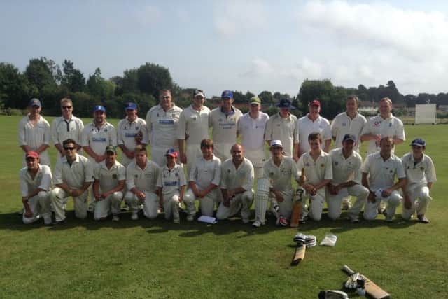 The two teams line up at last years Mick Readman memorial match. This years game is being held on Sunday at the villages ground, starting at 2.30pm
