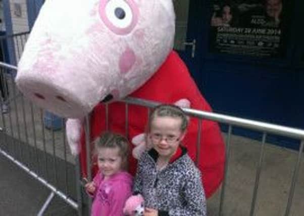 Macie and Ellie-Mae meet Peppa Pig at the Open Air Theatre