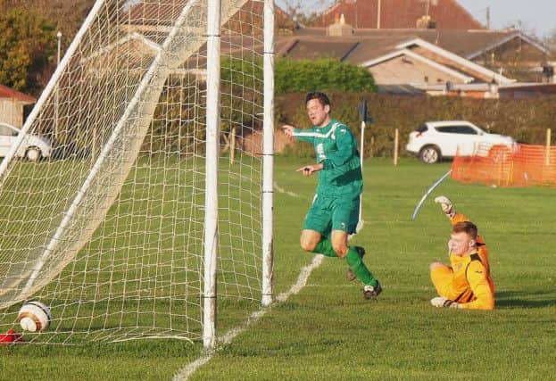 Steve Roberts nets for Cayton in their 7-3 defeat at home to Cargo Fleet