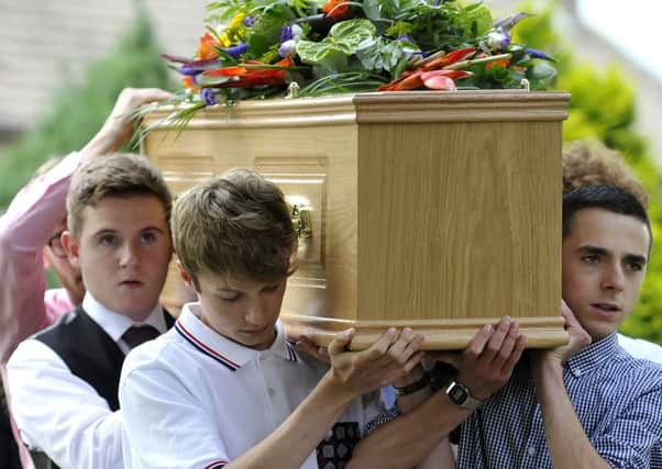 Liam Batters funeral at St john the Baptist Church,Cayton. An inquest has heard that the teenager tragically took his own life. Pic Richard Ponter  142816c