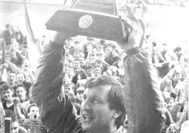 Then Boro boss Neil Warnock holds aloft the Conference trophy in 1987