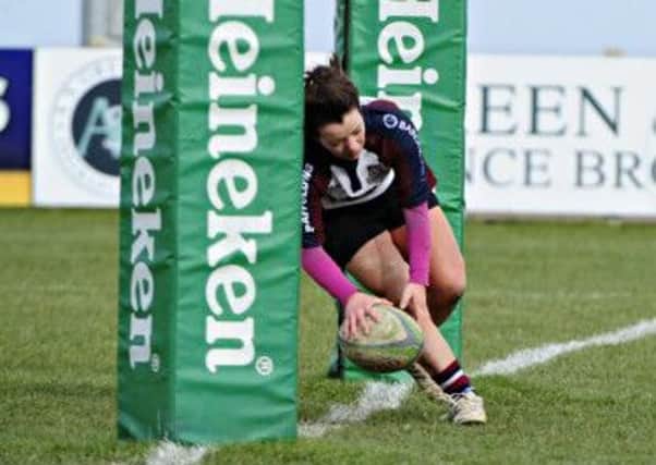 Scarborough Valkyries skipper Cathy-Ann Myers touches down. Pictures: Andy Standing