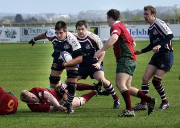 Scarborough RUFC's Nick Ingham on the charge