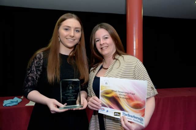 SPA Ocean Room Scarborough.
Borough's Big Thank You Awards 2105.
Award Winners
PA1513-12f
Most Deserving Pupil Award Sponsored by Yorkshire Coast College (presented by Fabienne Bailey)
Winner: Alanis Beckitt