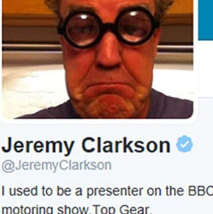 Screen grab taken from the Twitter feed of @JeremyClarkson of the his twitter bio, as Clarkson's BBC career is over after an internal investigation found he launched an "unprovoked physical and verbal attack" which left one of the colleagues in hospital. PRESS ASSOCIATION Photo. Issue date: Wednesday March 25, 2015. See PA story SHOWBIZ Clarkson. Photo credit should read: Jeremy Clarkson/PA Wire
NOTE TO EDITORS: This handout photo may only be used in for editorial reporting purposes for the contemporaneous illustration of events, things or the people in the image or facts mentioned in the caption. Reuse of the picture may require further permission from the copyright holder.