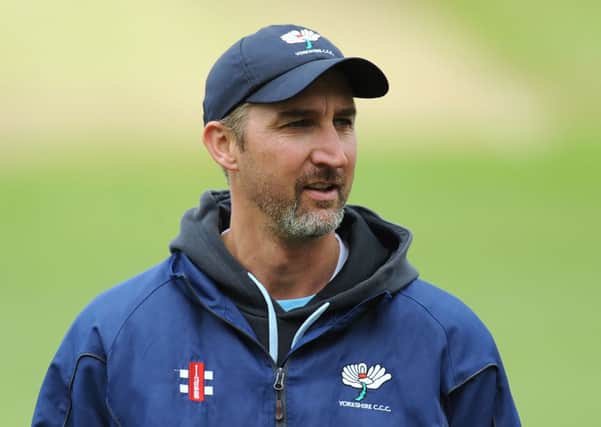 Yorkshire head coach Jason Gillespie during LV County Championship, Division One match at Edgbaston, Birmingham. PRESS ASSOCIATION Photo. Picture date: Wednesday May 15, 2013. See PA story CRICKET Warwickshire. Photo credit should read: Joe Giddens/PA Wire