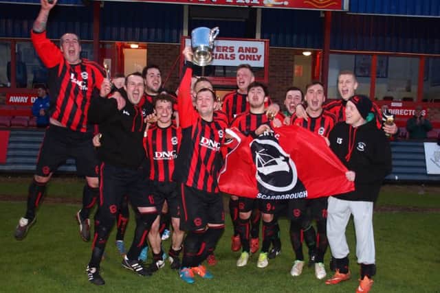 A joyful West Pier enjoy their District Cup success over Filey Town 151907a Steve Lilly