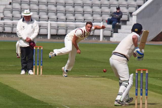 Scarborough's Darren Harland in batting action against Sheriff Hutton at North Marine Road. Pictures: Steve Lilly