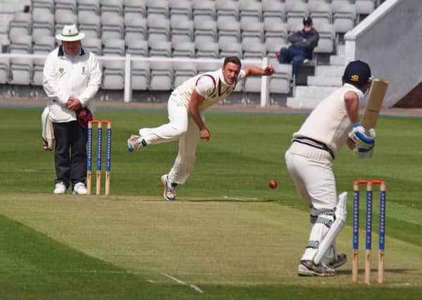 Scarborough's Darren Harland in batting action against Sheriff Hutton at North Marine Road. Pictures: Steve Lilly