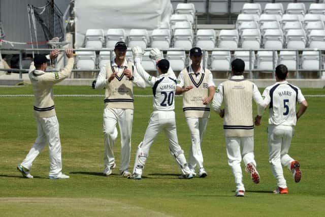 Middlesex's fielders make some more noise at Headingley earlier this week. Picture: Bruce Rollinson