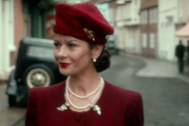 Catherine Zeta-Jones as journalist Rose Winters walks along Bridlington's High Street