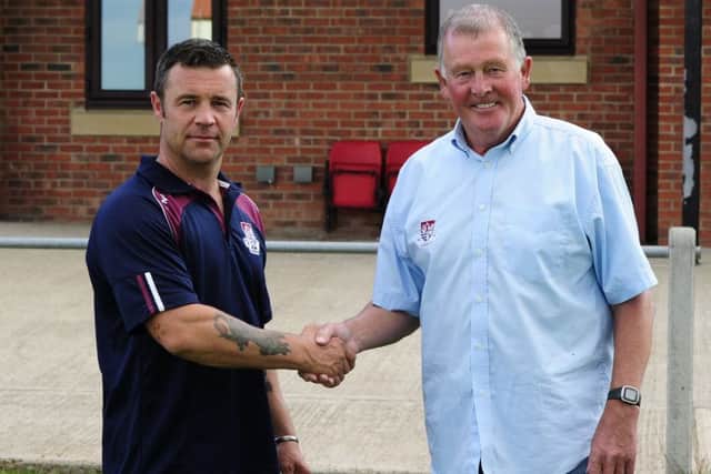 Alan Govier, left, with Scarborough RUFC director of rugby Mike Holder. Picture: Andy Standing