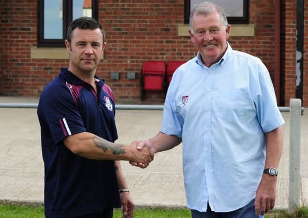 Alan Govier, left, with Scarborough RUFC director of rugby Mike Holder. Picture: Andy Standing