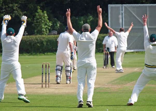 Brid batsman Rich Lount is out LBW at Flixton. Picture: Steve Lilly.