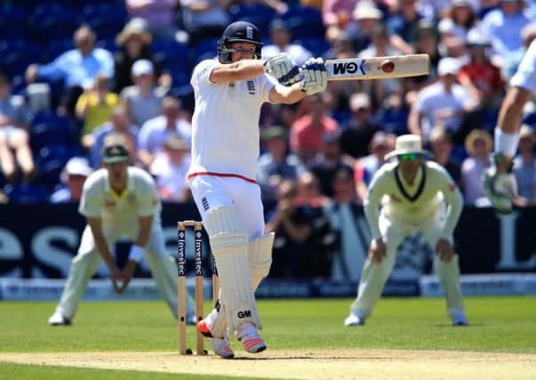 Adam Lyth hits a four during the Ashes series, but he disappointed on the whole, averaging just 12.77.